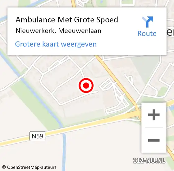 Locatie op kaart van de 112 melding: Ambulance Met Grote Spoed Naar Nieuwerkerk, Meeuwenlaan op 28 april 2015 10:08