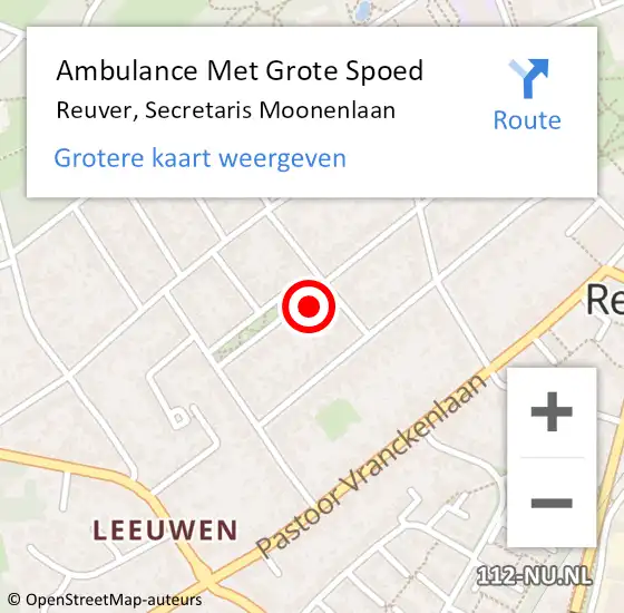 Locatie op kaart van de 112 melding: Ambulance Met Grote Spoed Naar Reuver, Secretaris Moonenlaan op 28 april 2015 10:09