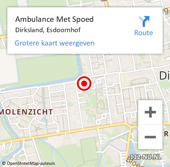 Locatie op kaart van de 112 melding: Ambulance Met Spoed Naar Dirksland, Esdoornhof op 28 april 2015 11:30