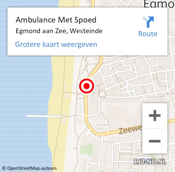 Locatie op kaart van de 112 melding: Ambulance Met Spoed Naar Egmond aan Zee, Westeinde op 28 april 2015 12:07