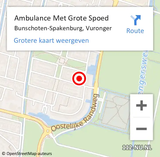 Locatie op kaart van de 112 melding: Ambulance Met Grote Spoed Naar Bunschoten-Spakenburg, Vuronger op 28 april 2015 12:34