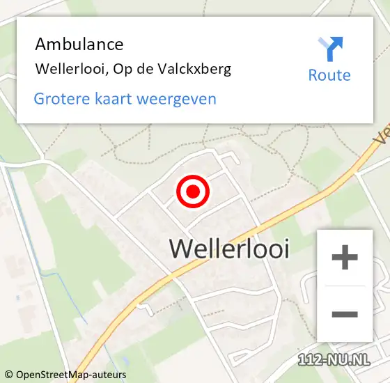 Locatie op kaart van de 112 melding: Ambulance Wellerlooi, Op de Valckxberg op 6 november 2013 10:15