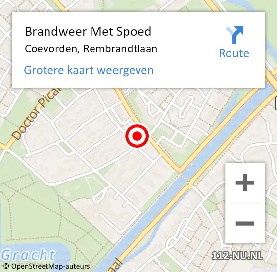 Locatie op kaart van de 112 melding: Brandweer Met Spoed Naar Coevorden, Rembrandtlaan op 28 april 2015 13:14