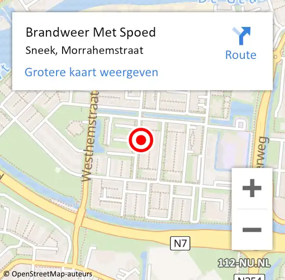 Locatie op kaart van de 112 melding: Brandweer Met Spoed Naar Sneek, Morrahemstraat op 28 april 2015 13:30