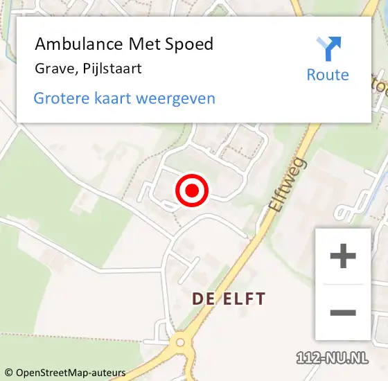 Locatie op kaart van de 112 melding: Ambulance Met Spoed Naar Grave, Pijlstaart op 28 april 2015 13:41