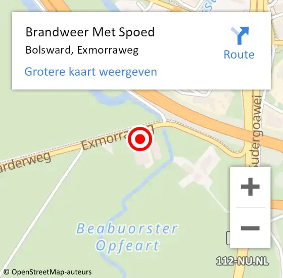 Locatie op kaart van de 112 melding: Brandweer Met Spoed Naar Bolsward, Exmorraweg op 28 april 2015 14:53