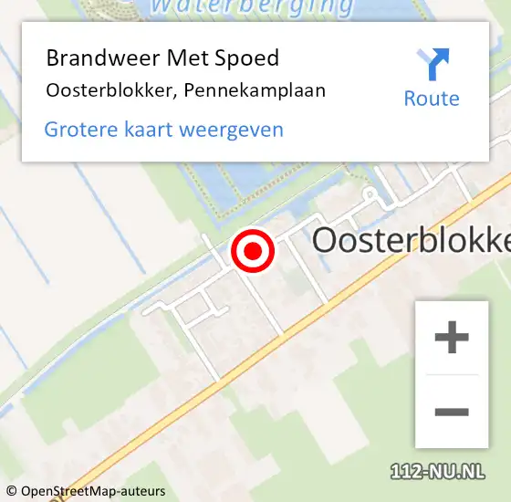 Locatie op kaart van de 112 melding: Brandweer Met Spoed Naar Oosterblokker, Pennekamplaan op 28 april 2015 14:56