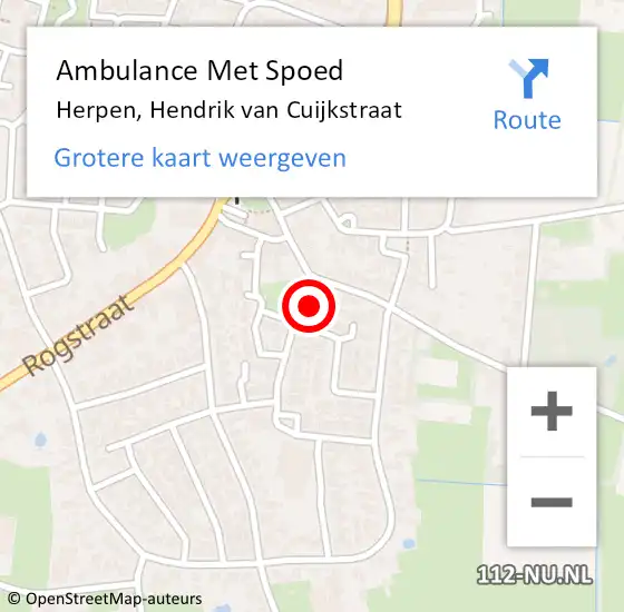 Locatie op kaart van de 112 melding: Ambulance Met Spoed Naar Herpen, Hendrik van Cuijkstraat op 12 september 2013 00:25