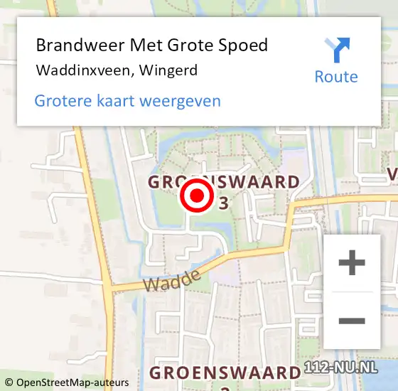 Locatie op kaart van de 112 melding: Brandweer Met Grote Spoed Naar Waddinxveen, Wingerd op 28 april 2015 15:16