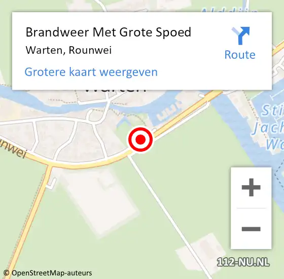 Locatie op kaart van de 112 melding: Brandweer Met Grote Spoed Naar Warten, Rounwei op 28 april 2015 15:43