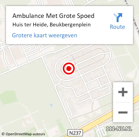 Locatie op kaart van de 112 melding: Ambulance Met Grote Spoed Naar Huis ter Heide, Beukbergenplein op 28 april 2015 16:15