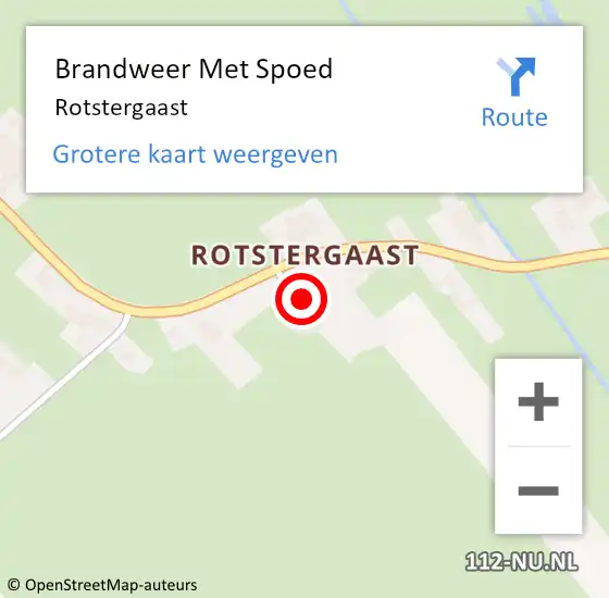 Locatie op kaart van de 112 melding: Brandweer Met Spoed Naar Rotstergaast op 28 april 2015 16:56