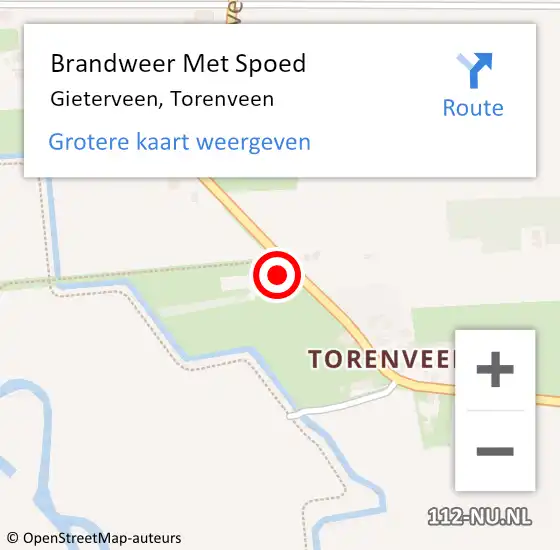 Locatie op kaart van de 112 melding: Brandweer Met Spoed Naar Gieterveen, Torenveen op 28 april 2015 17:03