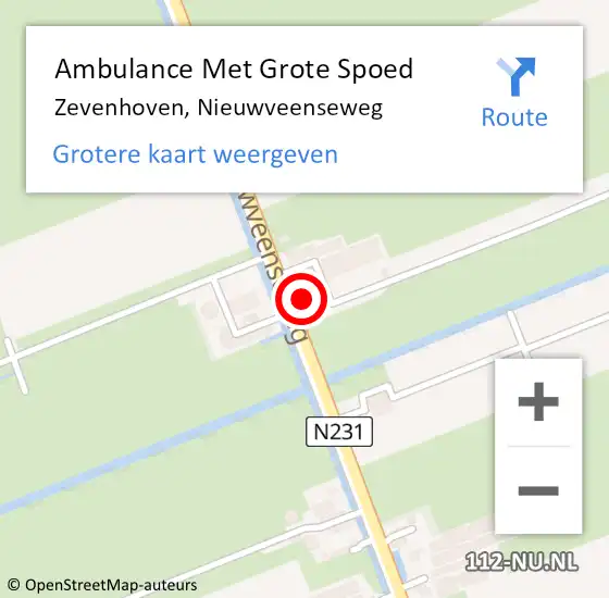 Locatie op kaart van de 112 melding: Ambulance Met Grote Spoed Naar Zevenhoven, Nieuwveenseweg op 28 april 2015 18:36