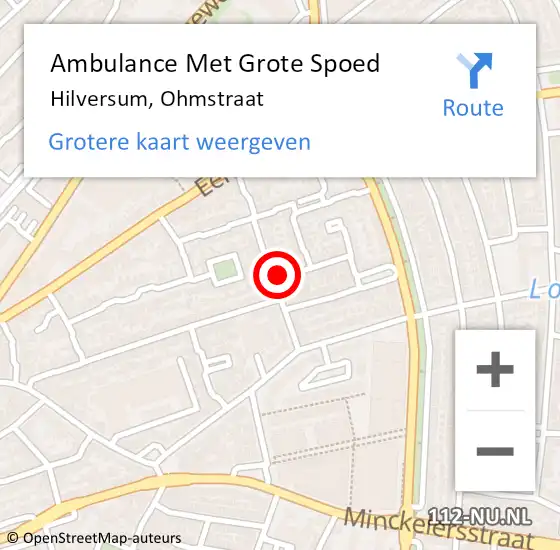 Locatie op kaart van de 112 melding: Ambulance Met Grote Spoed Naar Hilversum, Ohmstraat op 28 april 2015 18:57