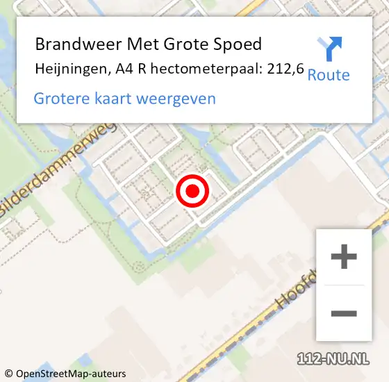 Locatie op kaart van de 112 melding: Brandweer Met Grote Spoed Naar Heijningen, A4 R hectometerpaal: 212,6 op 6 november 2013 10:27