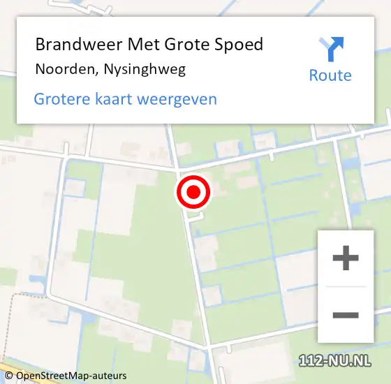 Locatie op kaart van de 112 melding: Brandweer Met Grote Spoed Naar Noorden, Nysinghweg op 28 april 2015 19:38