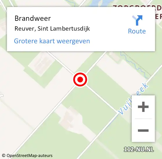 Locatie op kaart van de 112 melding: Brandweer Reuver, Sint Lambertusdijk op 28 april 2015 19:57