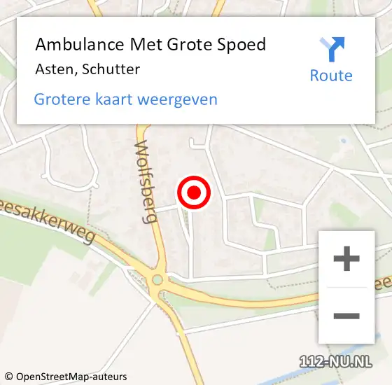 Locatie op kaart van de 112 melding: Ambulance Met Grote Spoed Naar Asten, Schutter op 28 april 2015 20:02