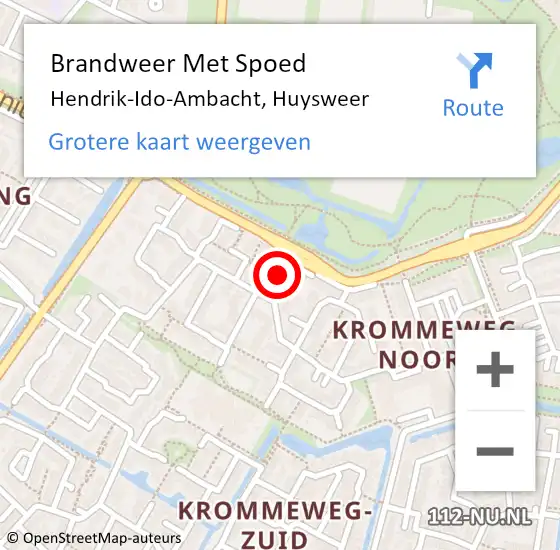 Locatie op kaart van de 112 melding: Brandweer Met Spoed Naar Hendrik-Ido-Ambacht, Huysweer op 28 april 2015 21:11