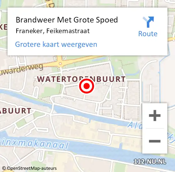 Locatie op kaart van de 112 melding: Brandweer Met Grote Spoed Naar Franeker, Feikemastraat op 28 april 2015 21:31