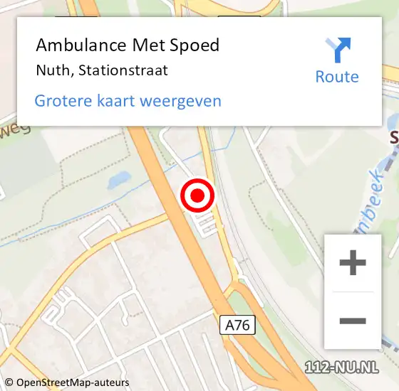 Locatie op kaart van de 112 melding: Ambulance Met Spoed Naar Nuth, Stationstraat op 29 april 2015 01:25