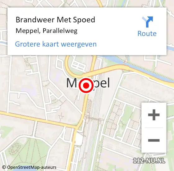 Locatie op kaart van de 112 melding: Brandweer Met Spoed Naar Meppel, Parallelweg op 29 april 2015 06:59