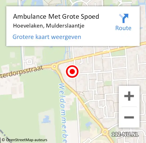 Locatie op kaart van de 112 melding: Ambulance Met Grote Spoed Naar Hoevelaken, Mulderslaantje op 29 april 2015 07:11