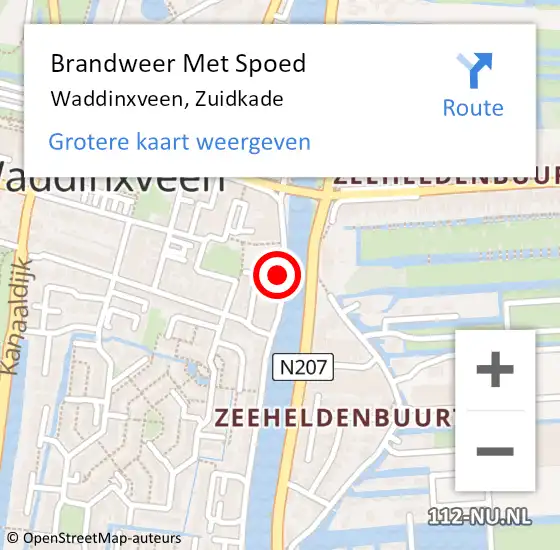 Locatie op kaart van de 112 melding: Brandweer Met Spoed Naar Waddinxveen, Zuidkade op 29 april 2015 09:21