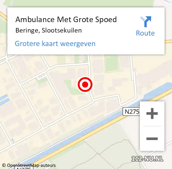 Locatie op kaart van de 112 melding: Ambulance Met Grote Spoed Naar Beringe, Slootsekuilen op 29 april 2015 09:28