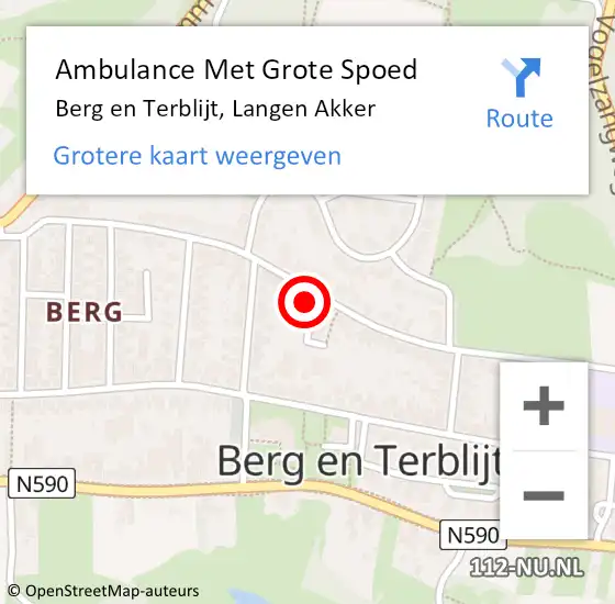 Locatie op kaart van de 112 melding: Ambulance Met Grote Spoed Naar Berg en Terblijt, Langen Akker op 29 april 2015 10:14