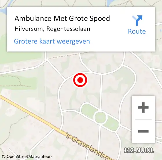 Locatie op kaart van de 112 melding: Ambulance Met Grote Spoed Naar Hilversum, Regentesselaan op 29 april 2015 10:21