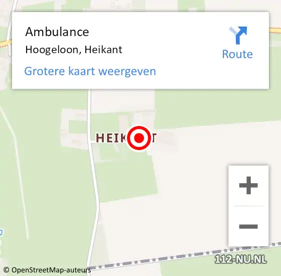 Locatie op kaart van de 112 melding: Ambulance Hoogeloon, Heikant op 29 april 2015 11:51