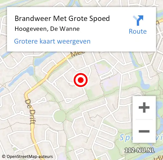 Locatie op kaart van de 112 melding: Brandweer Met Grote Spoed Naar Hoogeveen, De Wanne op 6 november 2013 10:52