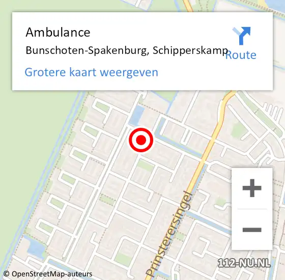 Locatie op kaart van de 112 melding: Ambulance Bunschoten-Spakenburg, Schipperskamp op 29 april 2015 12:54