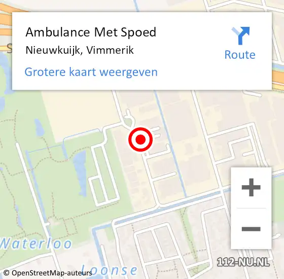 Locatie op kaart van de 112 melding: Ambulance Met Spoed Naar Nieuwkuijk, Vimmerik op 29 april 2015 13:19