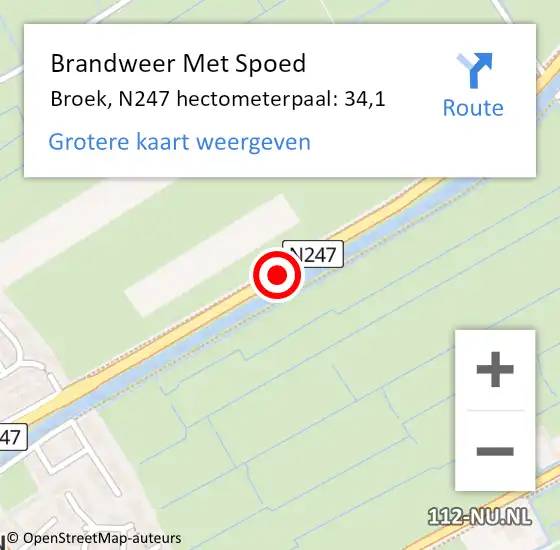 Locatie op kaart van de 112 melding: Brandweer Met Spoed Naar Broek, N247 hectometerpaal: 34,1 op 29 april 2015 14:40