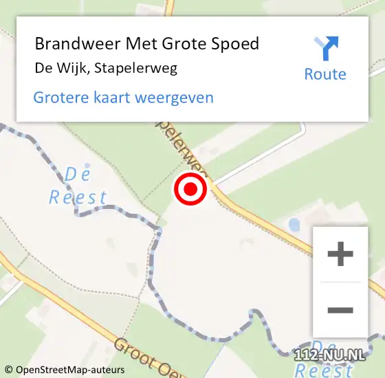 Locatie op kaart van de 112 melding: Brandweer Met Grote Spoed Naar De Wijk, Stapelerweg op 29 april 2015 15:00
