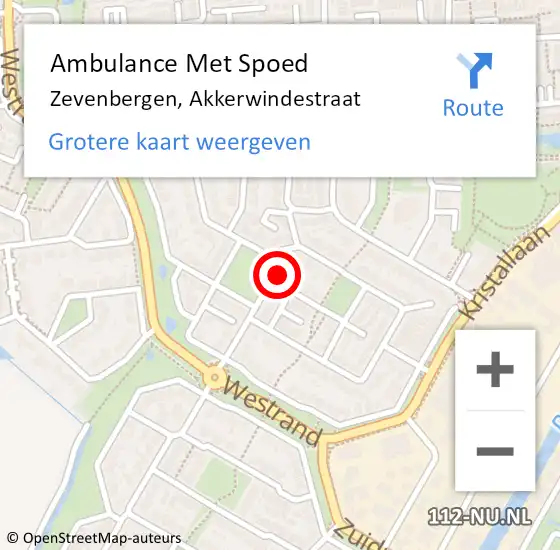 Locatie op kaart van de 112 melding: Ambulance Met Spoed Naar Zevenbergen, Akkerwindestraat op 29 april 2015 15:06