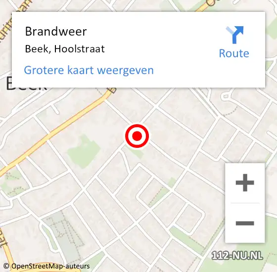 Locatie op kaart van de 112 melding: Brandweer Beek, Hoolstraat op 29 april 2015 15:15