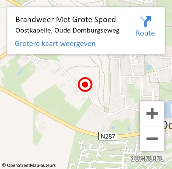 Locatie op kaart van de 112 melding: Brandweer Met Grote Spoed Naar Oostkapelle, Oude Domburgseweg op 29 april 2015 15:52