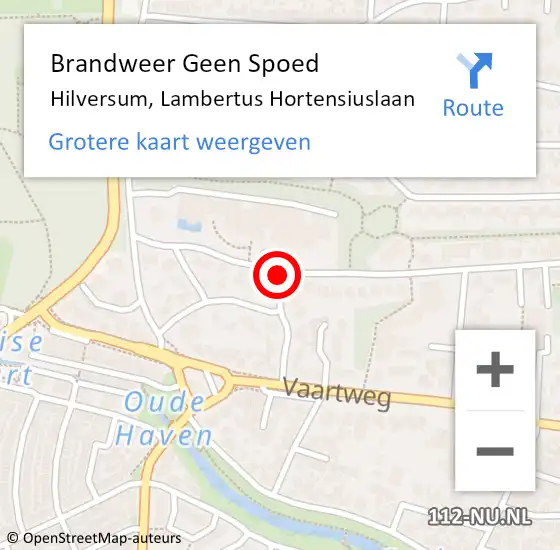 Locatie op kaart van de 112 melding: Brandweer Geen Spoed Naar Hilversum, Lambertus Hortensiuslaan op 29 april 2015 15:53