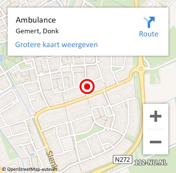 Locatie op kaart van de 112 melding: Ambulance Gemert, Donk op 29 april 2015 16:08