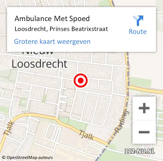 Locatie op kaart van de 112 melding: Ambulance Met Spoed Naar Loosdrecht, Prinses Beatrixstraat op 29 april 2015 16:17