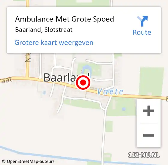 Locatie op kaart van de 112 melding: Ambulance Met Grote Spoed Naar Baarland, Slotstraat op 29 april 2015 17:09