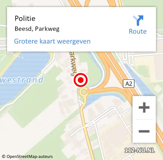 Locatie op kaart van de 112 melding: Politie Beesd, Parkweg op 29 april 2015 17:38