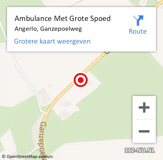 Locatie op kaart van de 112 melding: Ambulance Met Grote Spoed Naar Angerlo, Ganzepoelweg op 29 april 2015 18:31