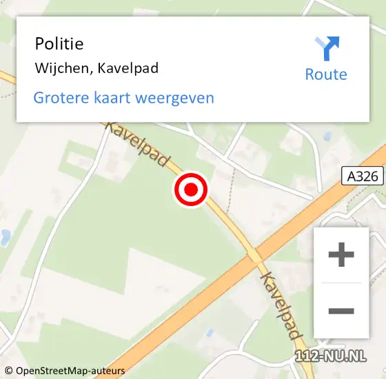 Locatie op kaart van de 112 melding: Politie Wijchen, Kavelpad op 29 april 2015 19:11