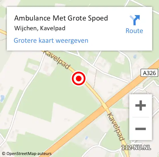 Locatie op kaart van de 112 melding: Ambulance Met Grote Spoed Naar Wijchen, Kavelpad op 29 april 2015 19:11