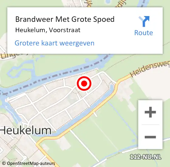 Locatie op kaart van de 112 melding: Brandweer Met Grote Spoed Naar Heukelum, Voorstraat op 29 april 2015 19:34